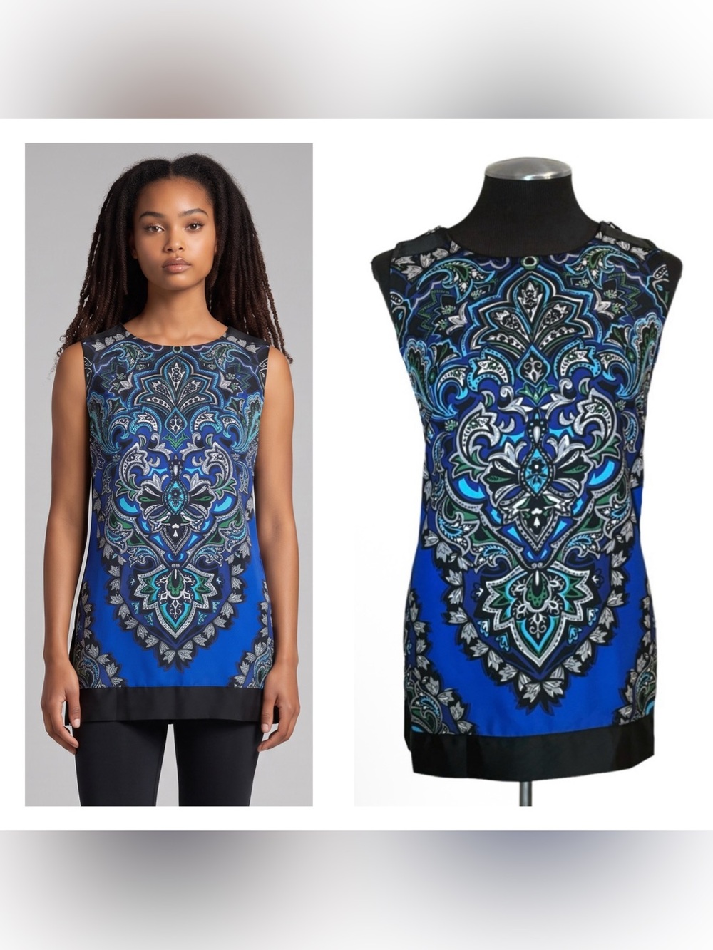 🆕 Mark Zunino - Sleeveless Print Zip Shoulder Tunic Top – Small